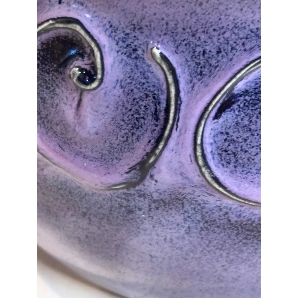 Bostwick 2016 Studio Pottery Purple Swirl 3-Piece Chip Dip Set Artisan Ceramic